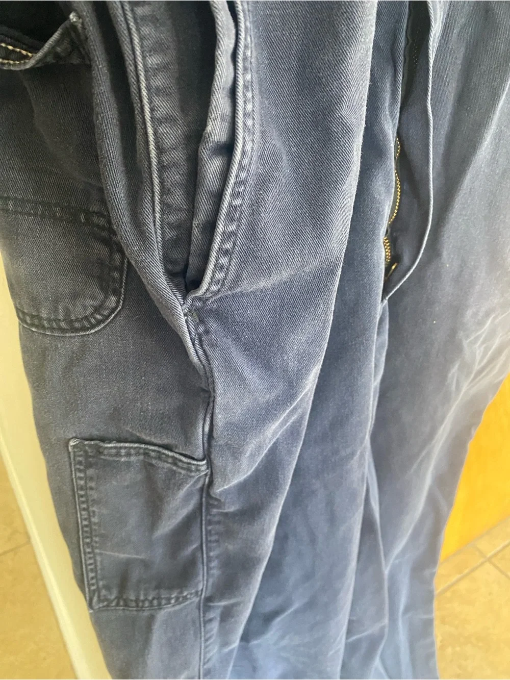 Carhartt FR Work Coveralls Jumpsuit Canvas Cotton Navy Blue Sz. 52 Short